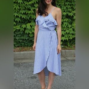 BP Blue and White Striped High-Low Skirt